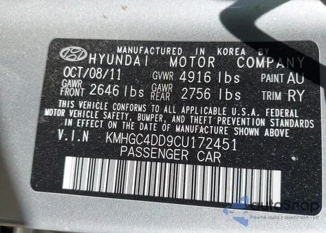 2012 Hyundai Genesis 3.8 z USA, uszkodzony, nr VIN KMHGC4DD9CU172451